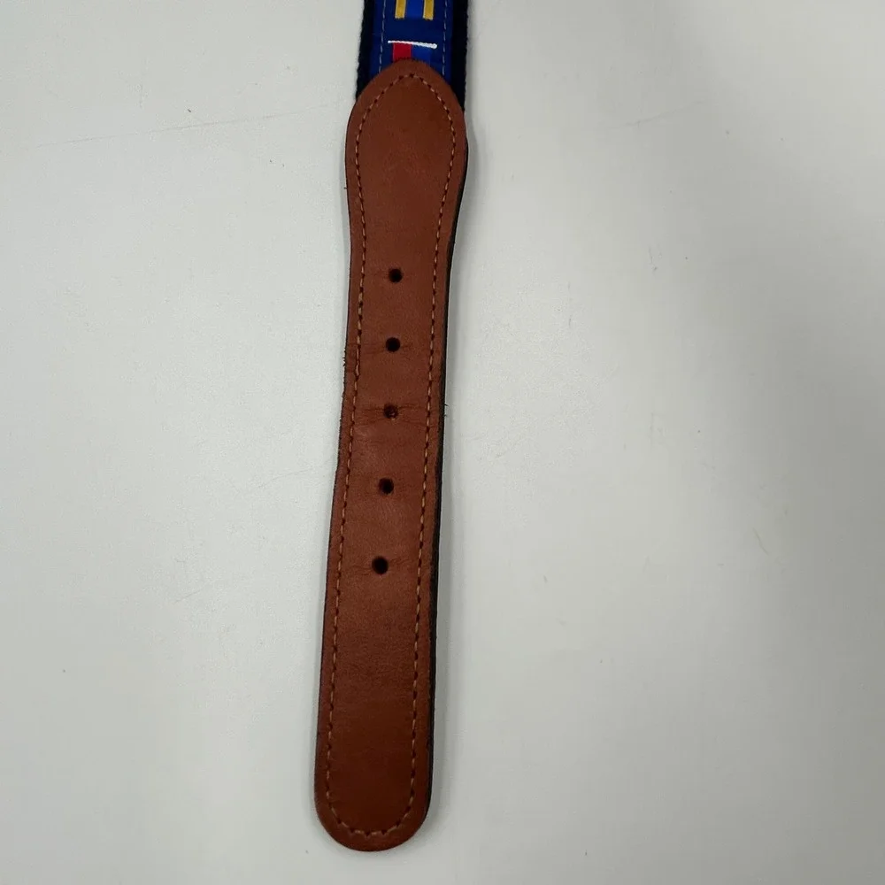 Zep-Pro Nautical Signal Flag Belt Navy Blue Mens Size 40 Leather Webbing EUC